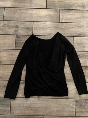 Banana Republic Black Long-Sleeve Wrap Top